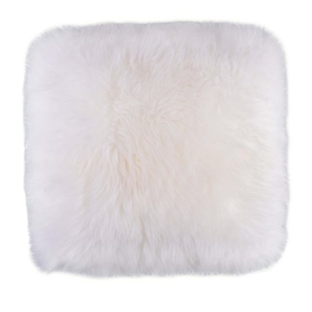 DEERLUX Genuine Australian Lamb Fur Sheepskin 16 in. Square Pillow Cover with Cushion, White QI003482W.P